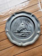 Tinnen bord met paard, Antiek en Kunst, Antiek | Tin, Ophalen of Verzenden
