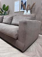 ZGAN XXL Ribstof Hoekbank - Taupe - 385 x 225, Ophalen, Hoekbank, 300 cm of meer, Zo goed als nieuw