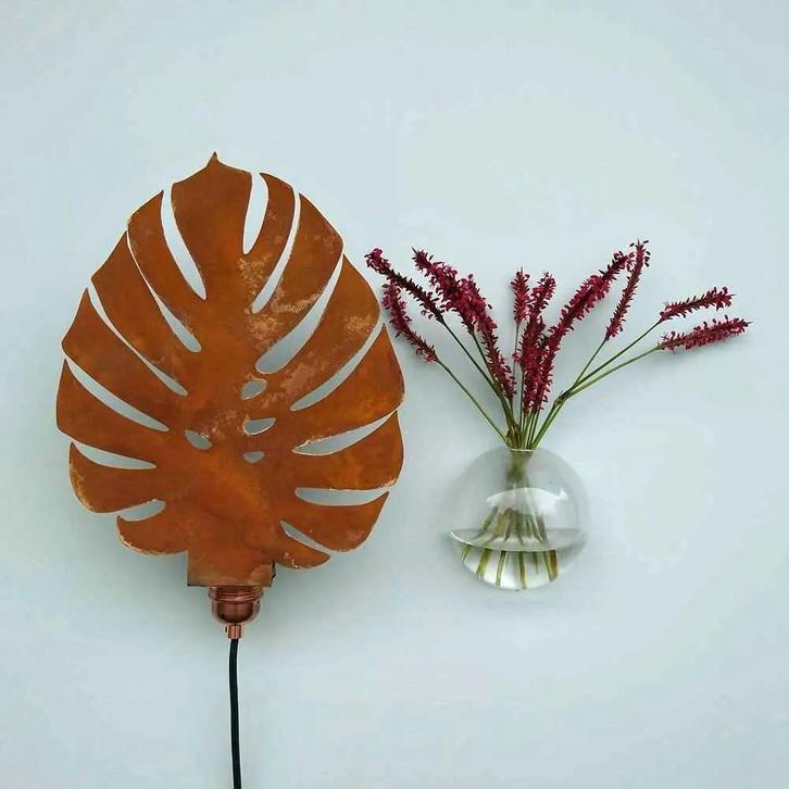 Wandlamp Cortenstaal DIY: Monstera en Cactus, Huis en Inrichting, Lampen | Wandlampen, Nieuw, Metaal, Ophalen of Verzenden
