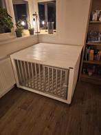 Witte honden bench, kennel, steigerhout, 120 cm, Dieren en Toebehoren, Hondenbenches, Zo goed als nieuw, Ophalen