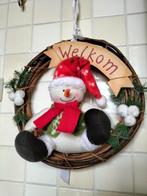 Kerstversiering, deurkrans Welkom, sneeuwpop, doorsn.36 cm, Diversen, Kerst, Ophalen of Verzenden