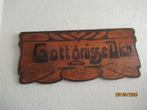 ART NOUVEAU HOUTSNIJWERK - SPREUK- GOTT GRUSSE DICH- CA 1910, Ophalen
