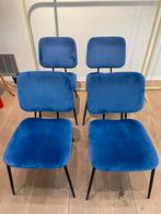 4x blauwe suede stoelen te koop!, Huis en Inrichting, Ophalen, Zo goed als nieuw, Blauw, Vier