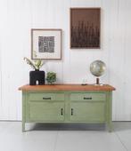 Dressoir, Werkbank, Groene werkbank, Toonbank, Industrieel, Antiek en Kunst, Curiosa en Brocante, Ophalen of Verzenden