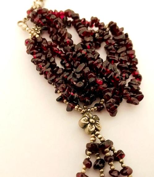 Mooie 2 strengs Granaten ketting Collier Ketting Granaat, Sieraden, Tassen en Uiterlijk, Kettingen, Nieuw, Steen of Mineraal, Met edelsteen