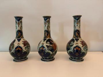 3 Rozenburg vazen - Gesigneerd - ca. 1900 beschikbaar voor biedingen