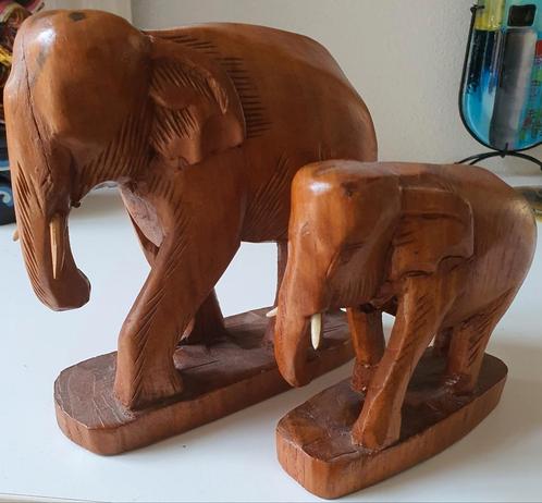 Beelden olifanten beeld olifant set houtsnijwerk gaaf uniek, Antiek en Kunst, Kunst | Beelden en Houtsnijwerken, Ophalen of Verzenden