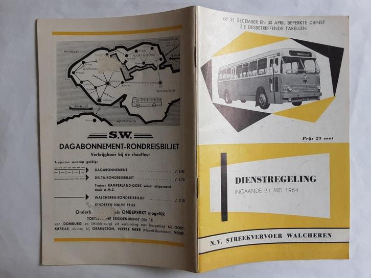 N.V. STREEKVERVOER WALCHEREN DIENSTREGELING 31 MEI 1964, Verzamelen, Spoorwegen en Tramwegen, Gebruikt, Bus of Metro, Boek of Tijdschrift