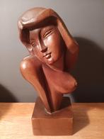Art Deco,hout gestoken beeld, vrouwelijke pose, Ophalen of Verzenden