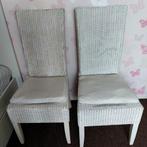 Landelijke eetkamerstoelen, Ophalen, Gebruikt, Wit, Riet of Rotan