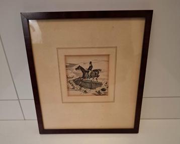 Gravure springende ruiter 19de eeuw beschikbaar voor biedingen
