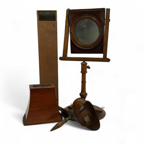 Lot met vier antieke optische houten kijkers, Audio, Tv en Foto, Optische apparatuur | Verrekijkers, Gebruikt, Overige typen, 20x of meer
