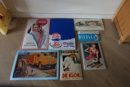 Te koop:  7 x Metalen ijzeren reclameborden  1. Pepsi cola., Verzamelen, Merken en Reclamevoorwerpen, Zo goed als nieuw, Reclamebord