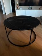 Salontafel marmer met gemarmerde glazen tafelblad, Ophalen, 50 tot 100 cm, Rond, 50 tot 100 cm