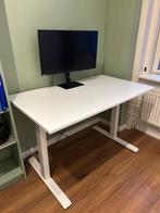 Zit-sta bureau wit 120 cm – handmatige zwengel – verstelbaar, Huis en Inrichting, Bureaus, Ophalen, In hoogte verstelbaar, Zo goed als nieuw