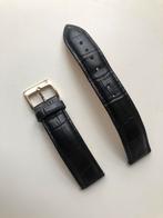20mm zwart leren faux croco horlogeband met gouden gesp, Overige merken, Overige materialen, Gebruikt, Ophalen of Verzenden