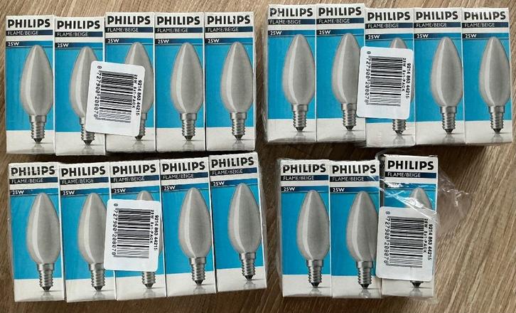 18x Philips gloeilamp flame beige 25 Watt, xxx, Huis en Inrichting, Lampen | Losse lampen, Nieuw, Gloeilamp, Minder dan 30 watt