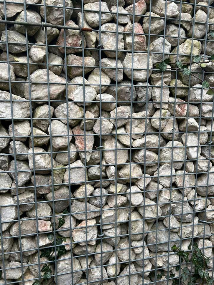 Witte keien uit schanskorf steenkorf, Tuin en Terras, Grind, Keien en Split, Gebruikt, Kei, Wit, Ophalen