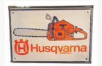 Husqvarna Kettingzaag Emaille Reclamebord. 20x30 cm. Metaal, Ophalen of Verzenden, Nieuw