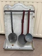 Vintage Emaille Keukengerei Houder met Lepels brocante, Antiek en Kunst, Ophalen