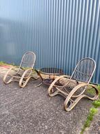 Vintage rotan set stoelen bamboe, Huis en Inrichting, Stoelen, Ophalen, Twee, Bruin, C