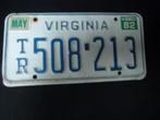 Kentekenplaat licenseplate Virginia 1982 USA, Verzenden, Gebruikt, Auto's