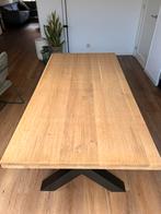 ROBUSTE MODERENE BLANK EIKEN eetkamertafel, stalen onderstel, Huis en Inrichting, Tafels | Eettafels, Ophalen, Robuust Modern