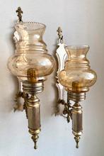 Vintage wandlampen brons, Ophalen of Verzenden