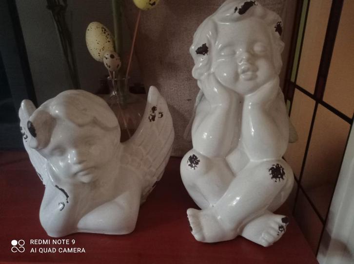 Vintage Cherub Beelden Set, Antiek en Kunst, Kunst | Beelden en Houtsnijwerken, Ophalen of Verzenden
