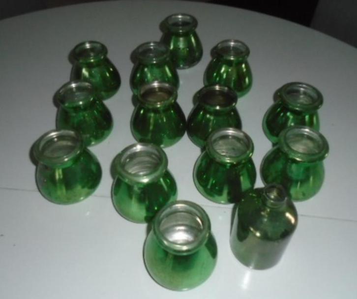 MINI VAASJES PARELMOER GROEN PARTIJTJE NIEUW, Huis en Inrichting, Woonaccessoires | Vazen, Nieuw, Groen, Minder dan 50 cm, Glas