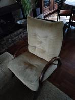 Rotan stoel met corduroy kussen, Ophalen, Gebruikt, Minder dan 75 cm, Vintage