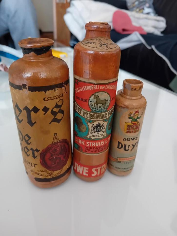 Oude aardewerk flesjes - Jenever, Likeur, Duyvis, Antiek en Kunst, Antiek | Overige Antiek, Ophalen of Verzenden