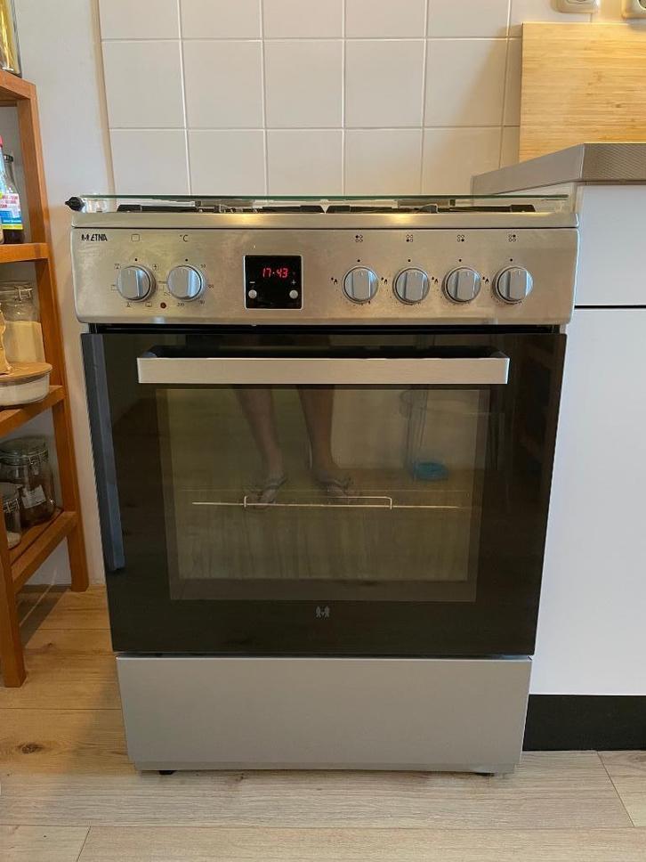 Etna FGV460RVS gasfornuis, Witgoed en Apparatuur, Fornuizen, Gebruikt, Vrijstaand, Gas, 4 kookzones, 85 tot 90 cm, Grill, Ophalen