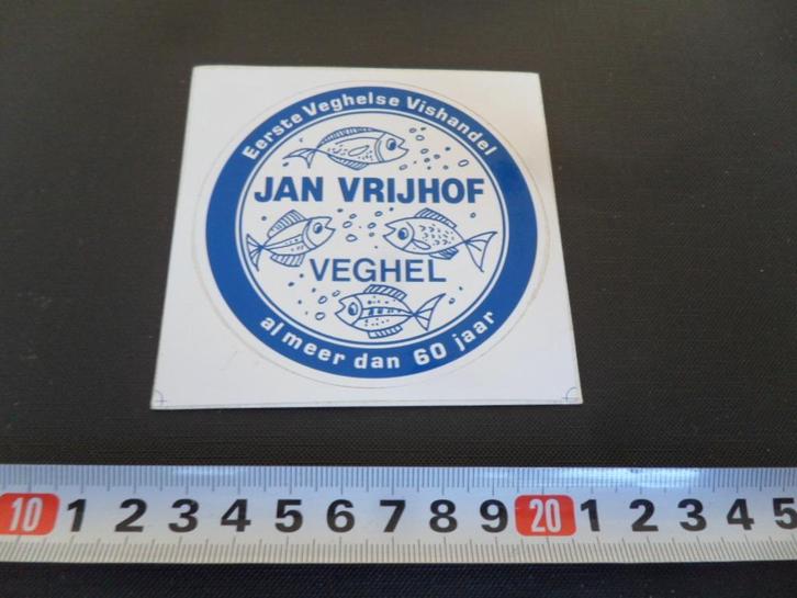 sticker veghel jan vrijhof al meer dan 60 jaar vishandel, Verzamelen, Stickers, Zo goed als nieuw, Ophalen