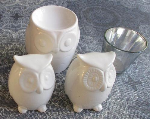 diverse stenen figuren UIL + waxinelichtje met uil, Verzamelen, Beelden en Beeldjes, Zo goed als nieuw, Dier, Ophalen of Verzenden