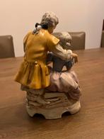 Antiek Porseleinen Beeld Man, Vrouw en Schaap - 1850, Ophalen of Verzenden, Zo goed als nieuw, Mens