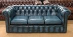 Prachtige Chesterfield Bank 3 Zits Blauw., Huis en Inrichting, Banken | Bankstellen, 150 tot 200 cm, Rechte bank, Gebruikt, Leer