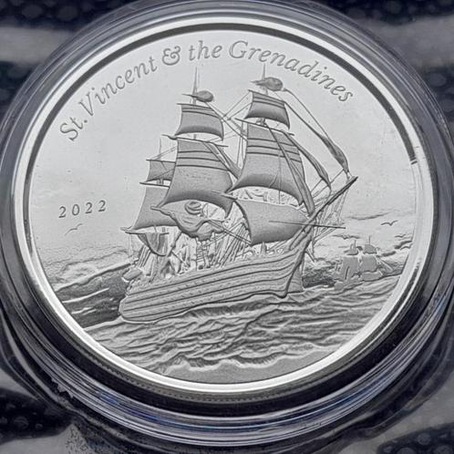 2022 St Vincent & Grenadines - War Ship 1 oz silver BU, Postzegels en Munten, Munten | Amerika, Noord-Amerika, Zilver, Ophalen of Verzenden