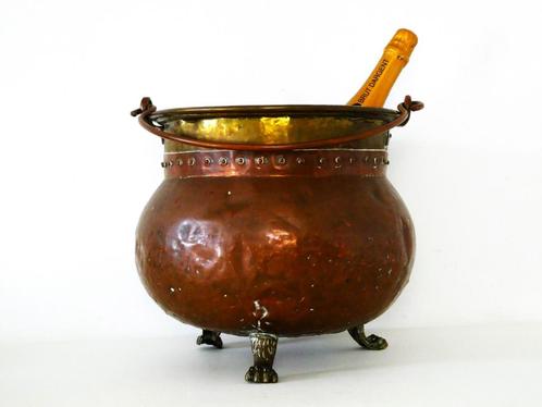 Antieke koperen ketel champagnekoeler aker wijnkoeler emmer, Antiek en Kunst, Antiek | Koper en Brons, Koper, Ophalen of Verzenden