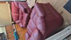 Bankstel leder, Huis en Inrichting, Banken | Bankstellen, Ophalen, Gebruikt, 75 tot 100 cm, Leer