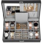 Horlogedoos - Horlogebox - Horlogeopberger - Spiegel - Zwart, Sieraden, Tassen en Uiterlijk, Ophalen, Zo goed als nieuw, Zwart