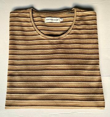 bruin-beige-goud gestreept katoenen T-shirt van Cotton Club beschikbaar voor biedingen