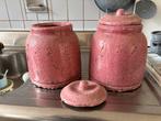 Roze Aardewerk Potten met Deksel - Vintage Stijl set van 2, Antiek en Kunst, Ophalen