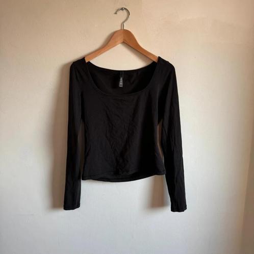 SKIMS katoenen top met ronde hals en lange mouwen, maat M, Kleding | Dames, Tops, Zo goed als nieuw, Maat 38/40 (M), Zwart, Lange mouw