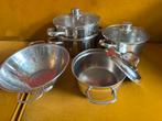Camping Pannenset + Vergiet, Ophalen, Gebruikt, Aluminium, Pannenset
