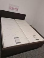 Boxspring bed 160x200 met matrassen. Leveren mogelijk, Bruin, Tweepersoons, Ophalen of Verzenden, Zo goed als nieuw