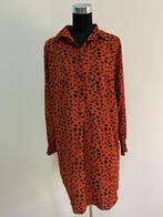 J201 - Bruin-zwarte blouse jurk maat 42-44 (1), Maat 42/44 (L), Ophalen of Verzenden, Bruin, Zo goed als nieuw