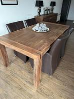 Houten Eettafel met Stoelen, Huis en Inrichting, Tafels | Eettafels, Ophalen, Gebruikt, Eikenhout, 50 tot 100 cm