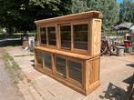 Antieke winkelkast vitrinekast met schuifdeuren pitch- pine, Ophalen