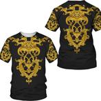 Heren barok t-shirt 4 luxe gouden shirt zwart klassiek, Kleding | Heren, T-shirts, Verzenden, Nieuw, Overige maten, Zwart